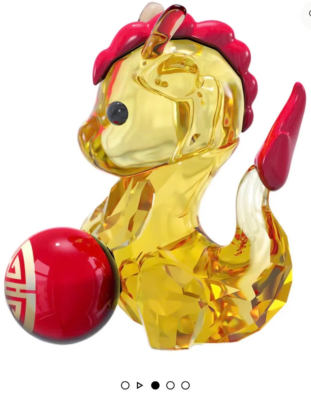 Swarovski Yellow and Red Dragon Figurine with Red Sphere